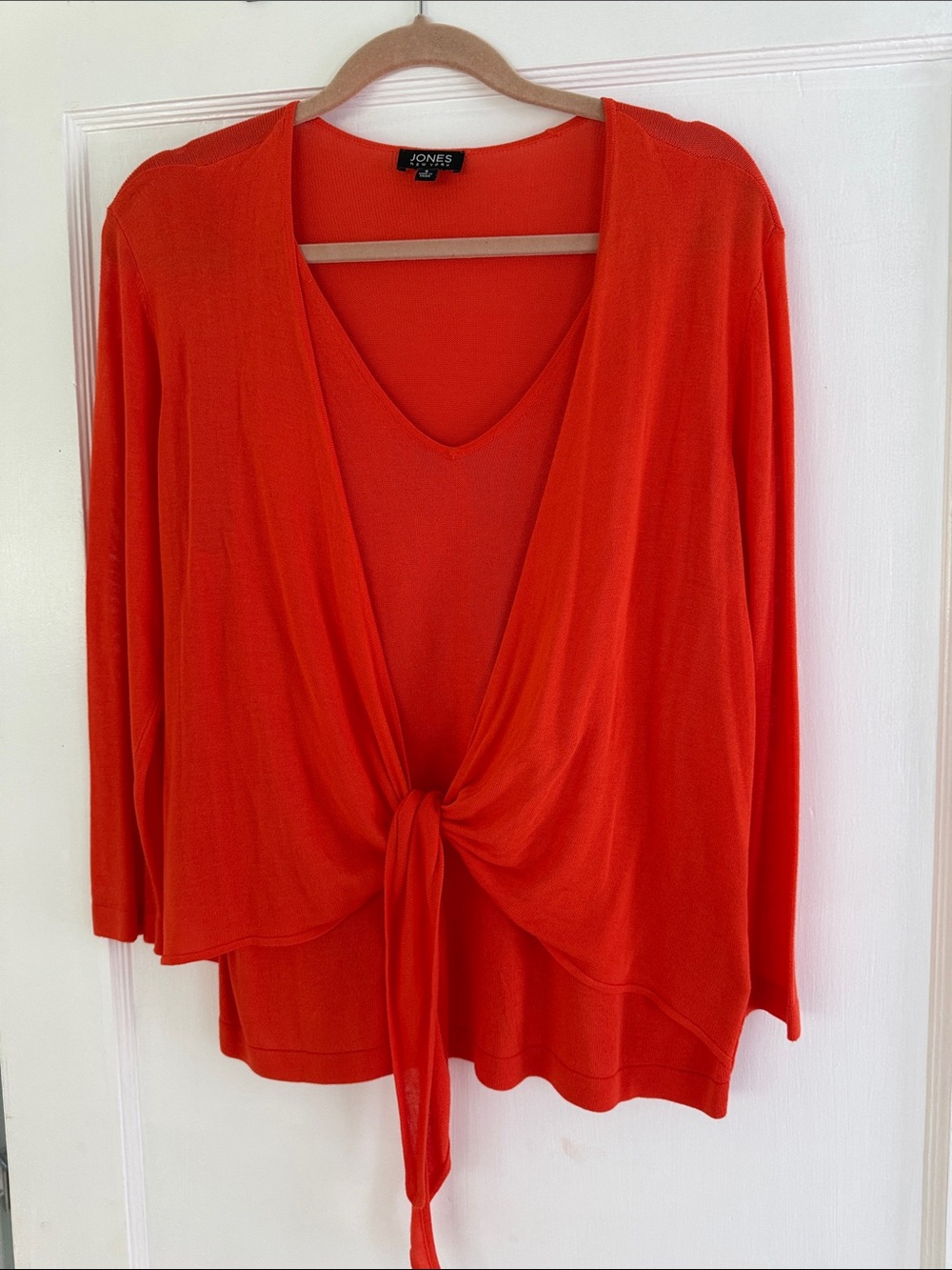 Jones New York Bright Orange Tie-Front Cardigan w/tank attached